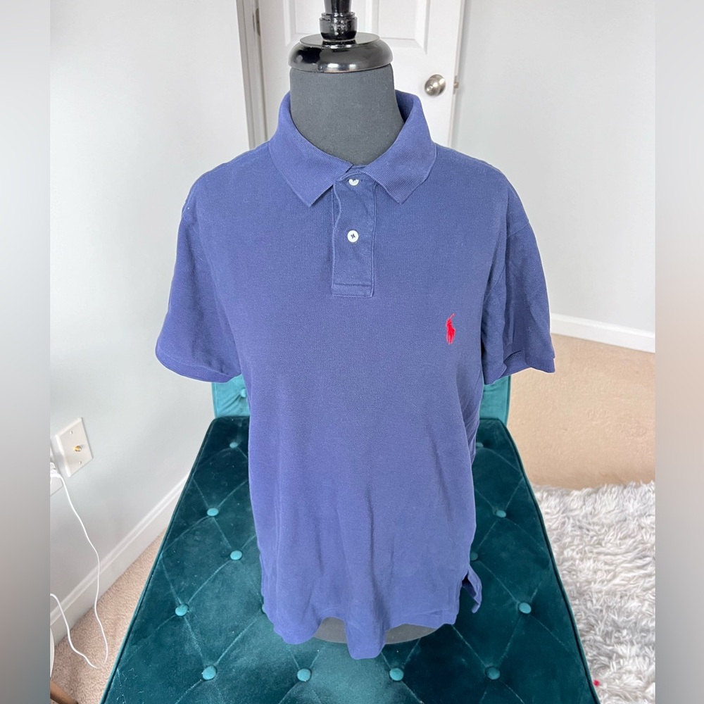 Vintage Polo Ralph Lauren Mens Navy Polo | Pre-owned | Sz - L - Custom Fit